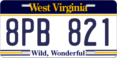 WV license plate 8PB821