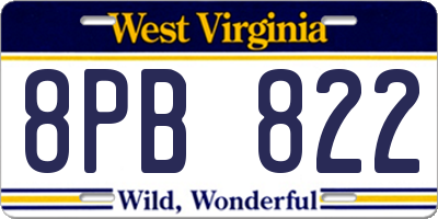 WV license plate 8PB822