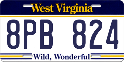 WV license plate 8PB824
