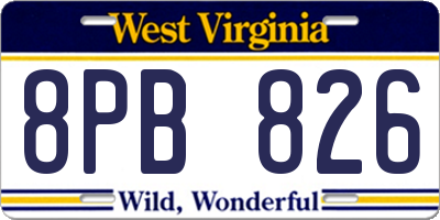 WV license plate 8PB826