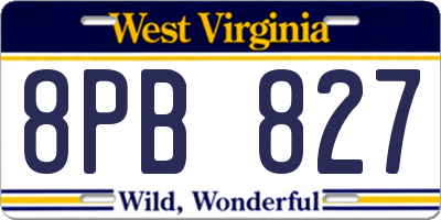 WV license plate 8PB827