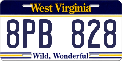 WV license plate 8PB828