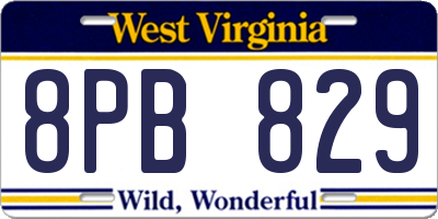 WV license plate 8PB829