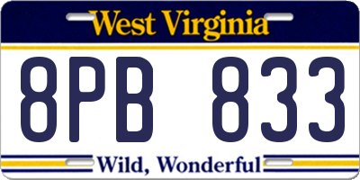 WV license plate 8PB833