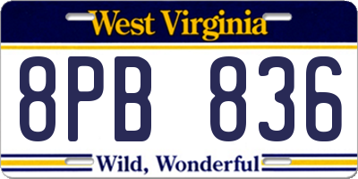 WV license plate 8PB836