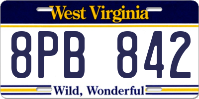 WV license plate 8PB842