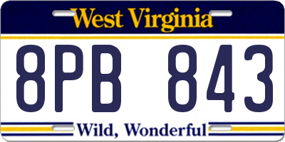 WV license plate 8PB843