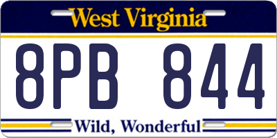 WV license plate 8PB844