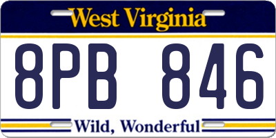 WV license plate 8PB846