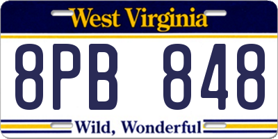 WV license plate 8PB848