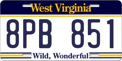 WV license plate 8PB851