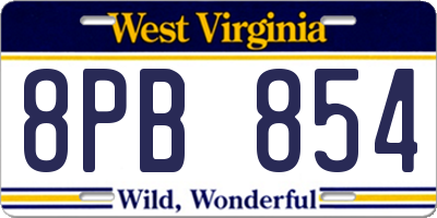 WV license plate 8PB854