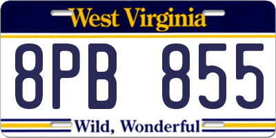 WV license plate 8PB855