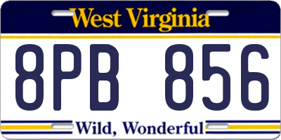 WV license plate 8PB856