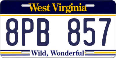 WV license plate 8PB857