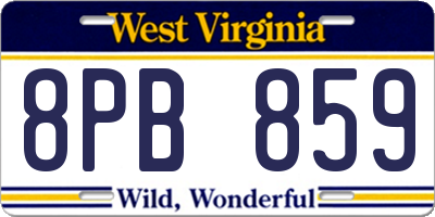 WV license plate 8PB859