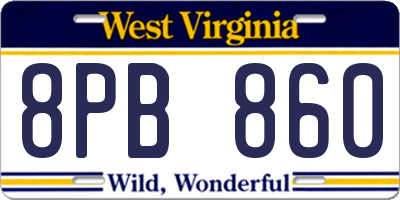 WV license plate 8PB860