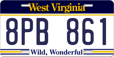 WV license plate 8PB861