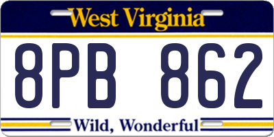 WV license plate 8PB862