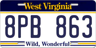 WV license plate 8PB863