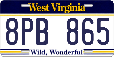 WV license plate 8PB865