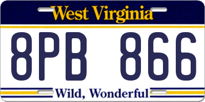 WV license plate 8PB866