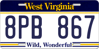 WV license plate 8PB867