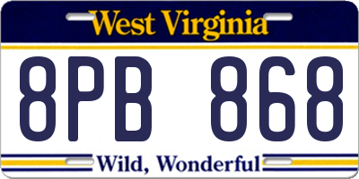 WV license plate 8PB868