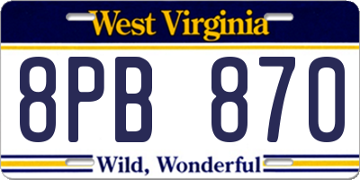 WV license plate 8PB870