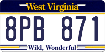 WV license plate 8PB871