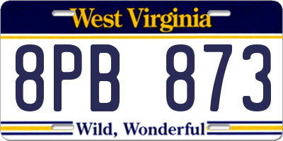 WV license plate 8PB873