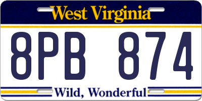 WV license plate 8PB874