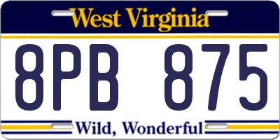 WV license plate 8PB875
