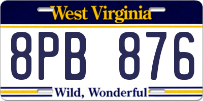 WV license plate 8PB876