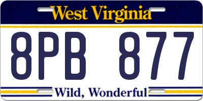 WV license plate 8PB877