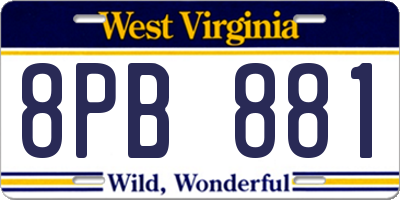 WV license plate 8PB881