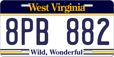 WV license plate 8PB882