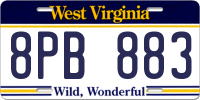 WV license plate 8PB883