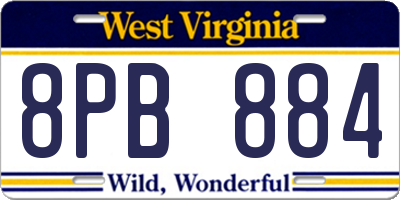 WV license plate 8PB884