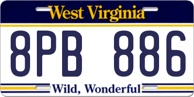 WV license plate 8PB886