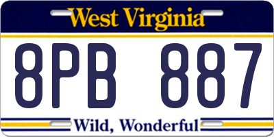 WV license plate 8PB887