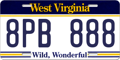 WV license plate 8PB888