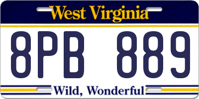 WV license plate 8PB889
