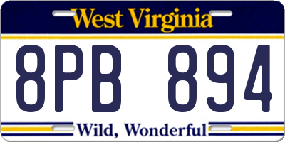 WV license plate 8PB894