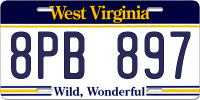 WV license plate 8PB897
