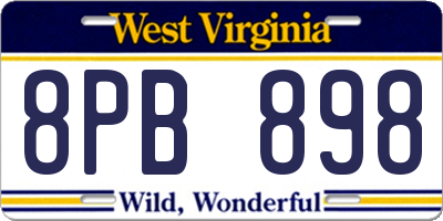 WV license plate 8PB898