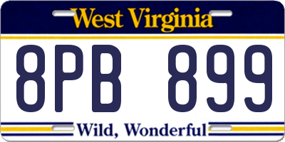WV license plate 8PB899