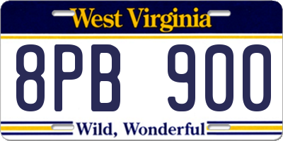 WV license plate 8PB900