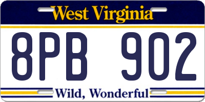WV license plate 8PB902