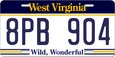WV license plate 8PB904